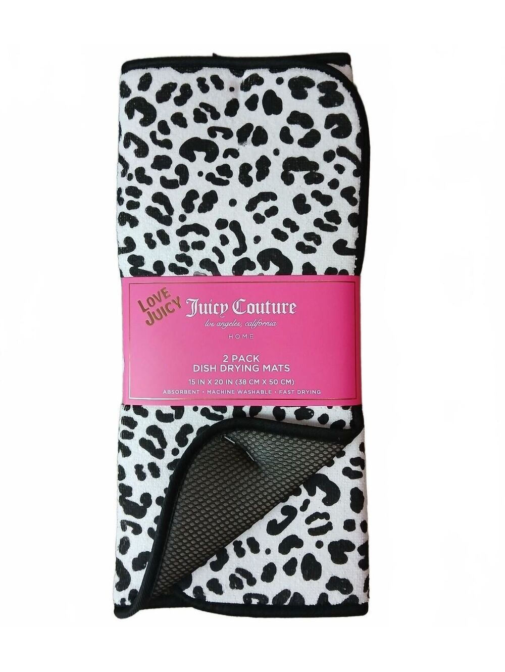 Juicy Couture 2 Pack Dish Drying Mats - Absorbent, Machine Washable, Fast Drying